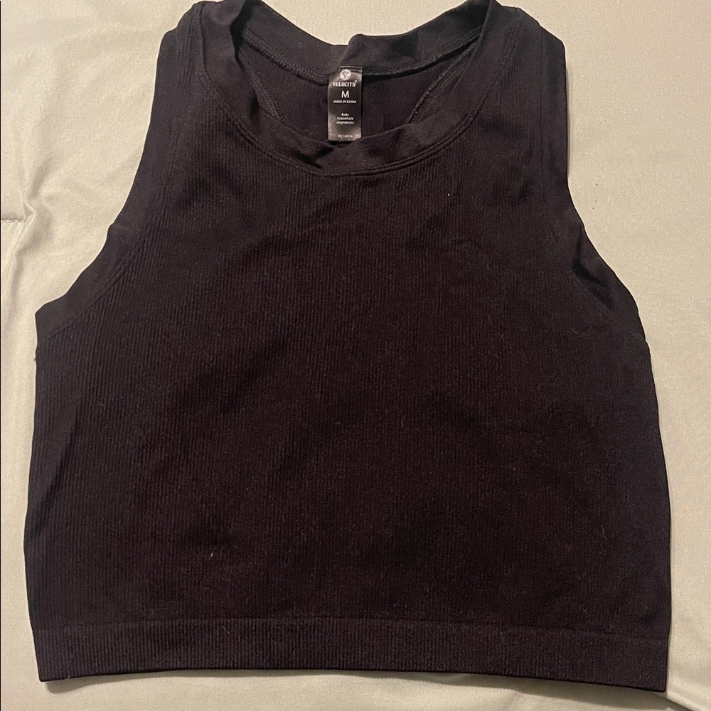 Velocity Black Crop Top